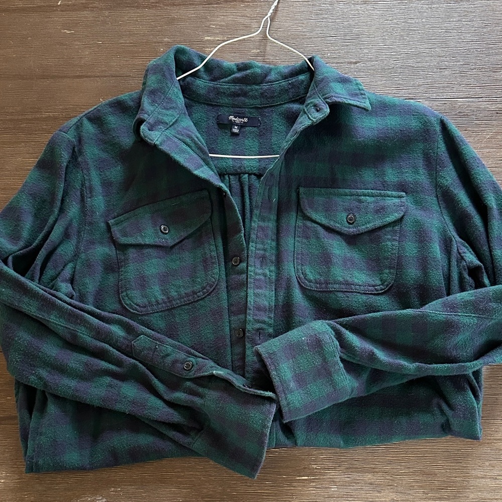 Madewell Green and Black Plaid Button-Up Shirt
